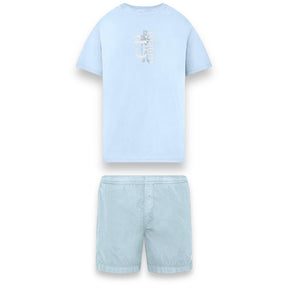 CP COMPANY SAILOR LOGO T-SHIRT & PATCH SWIM SHORTS SET LIGHT BLUE