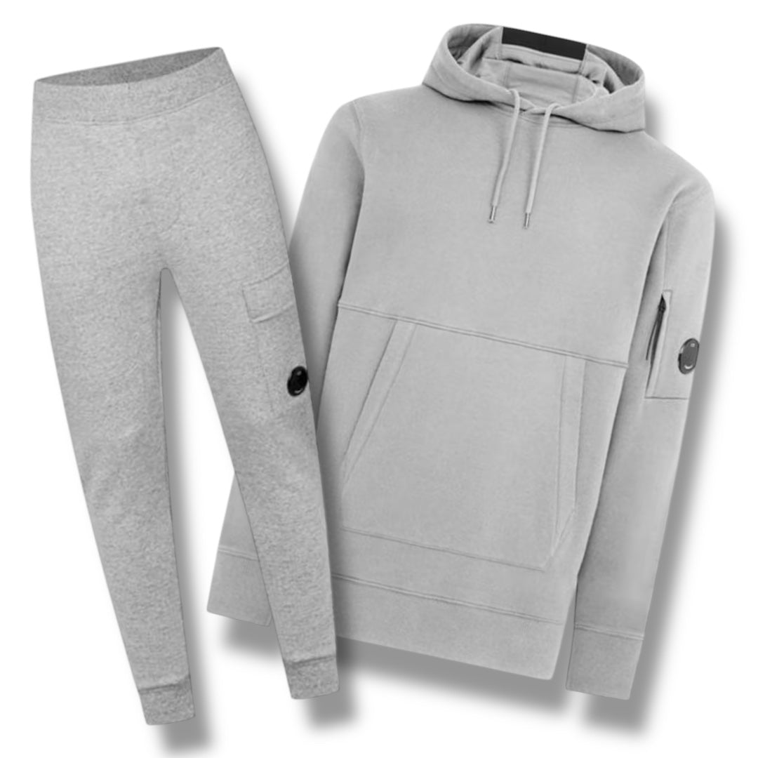 CP COMPANY LENS HOODED TRACKSUIT LIGHT GREY