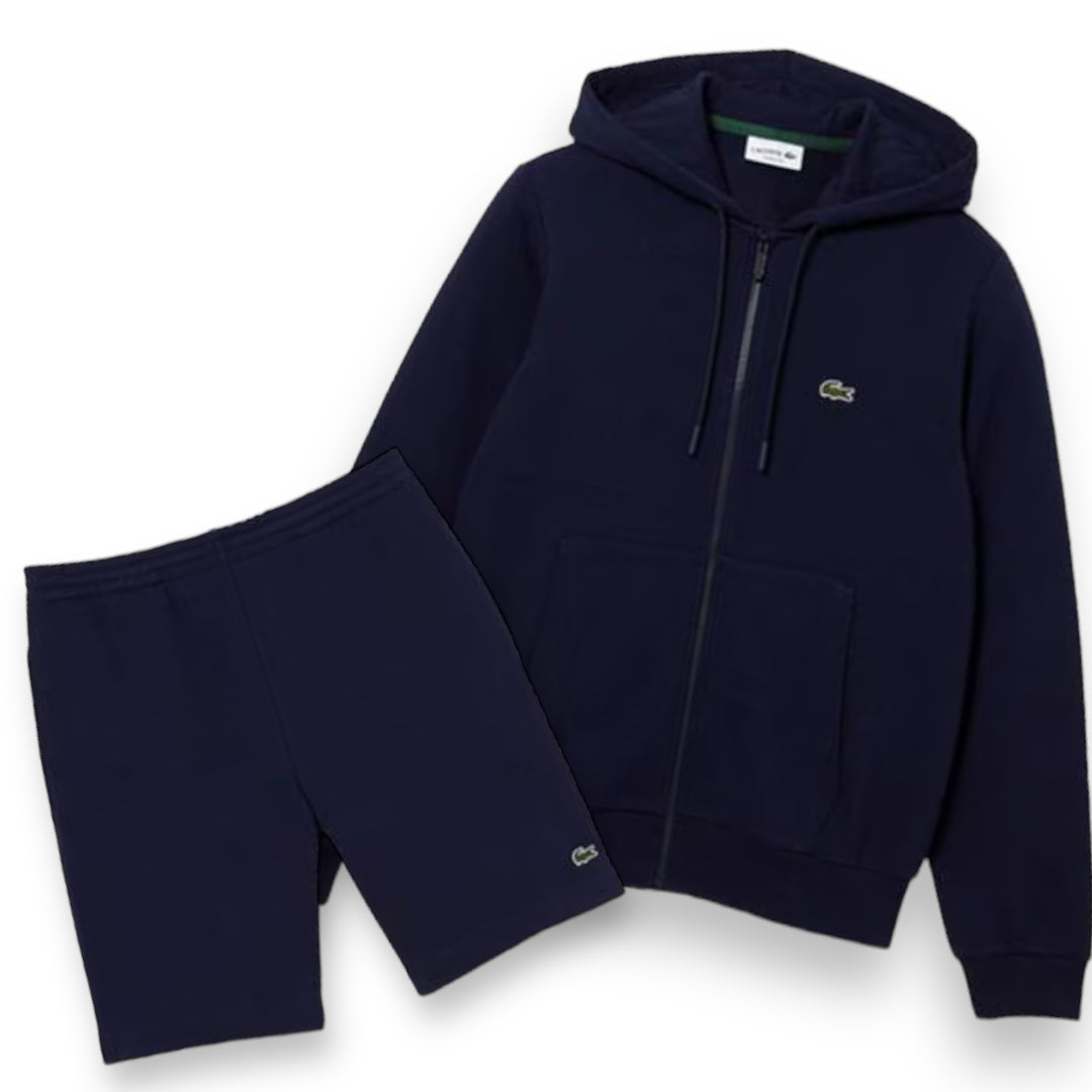 LACOSTE HOODIE & JERSEY SHORTS SET NAVY BLUE