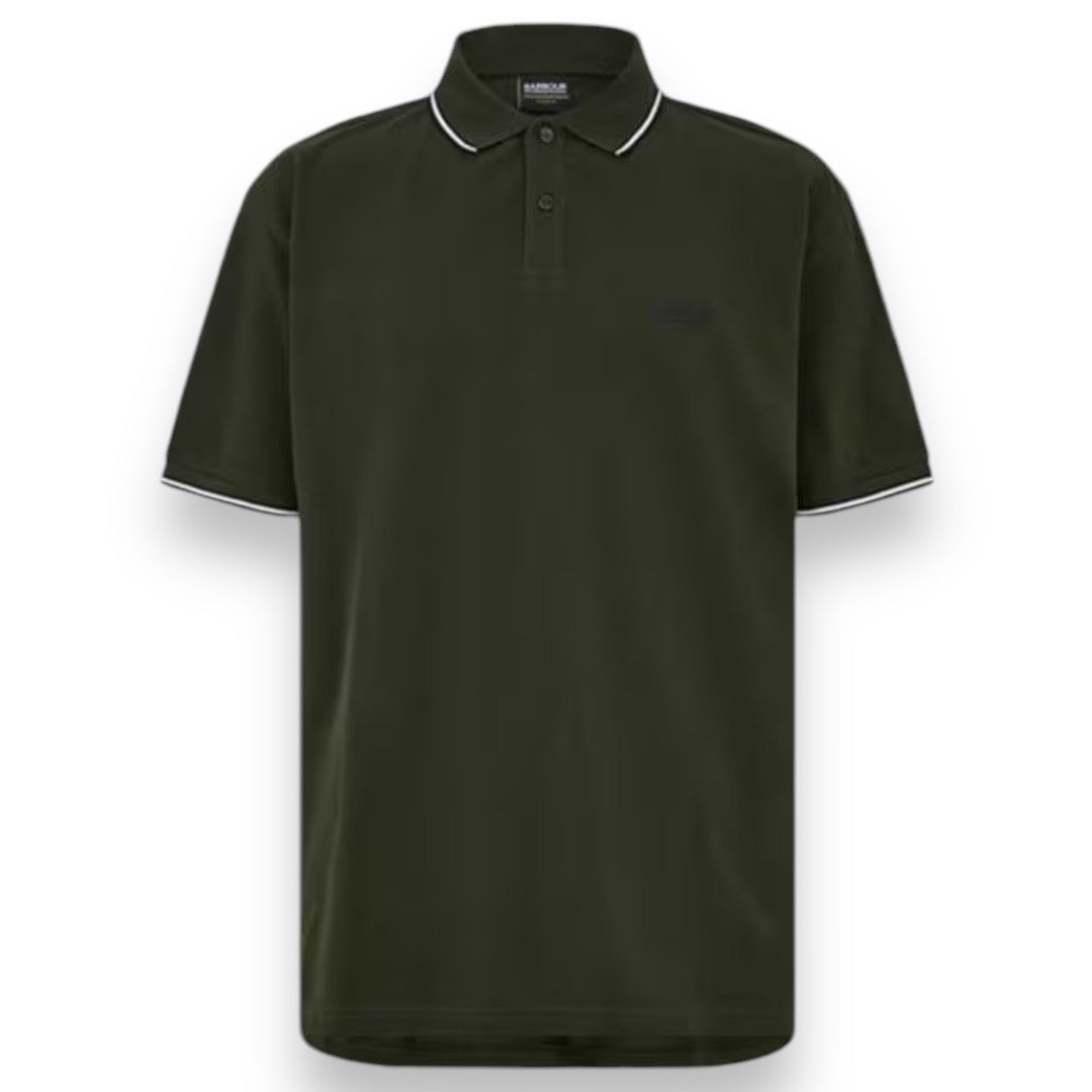 BARBOUR INTERNATIONAL POLO SHIRT TIPPED COLLAR SAGE GREEN