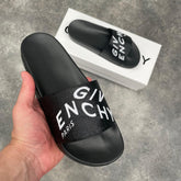 GIVENCHY ZIG ZAG LOGO SLIDERS BLACK