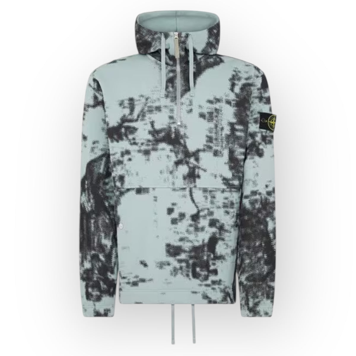 STONE ISLAND DIGI CAMO 1/4 ZIP HOODED SWEATSHIRT GREY