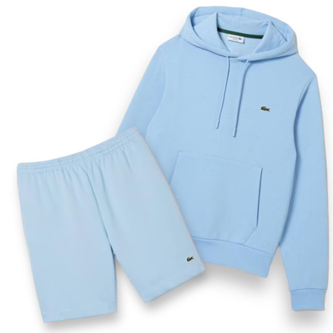 LACOSTE HOODIE & JERSEY SHORTS SET LIGHT BLUE