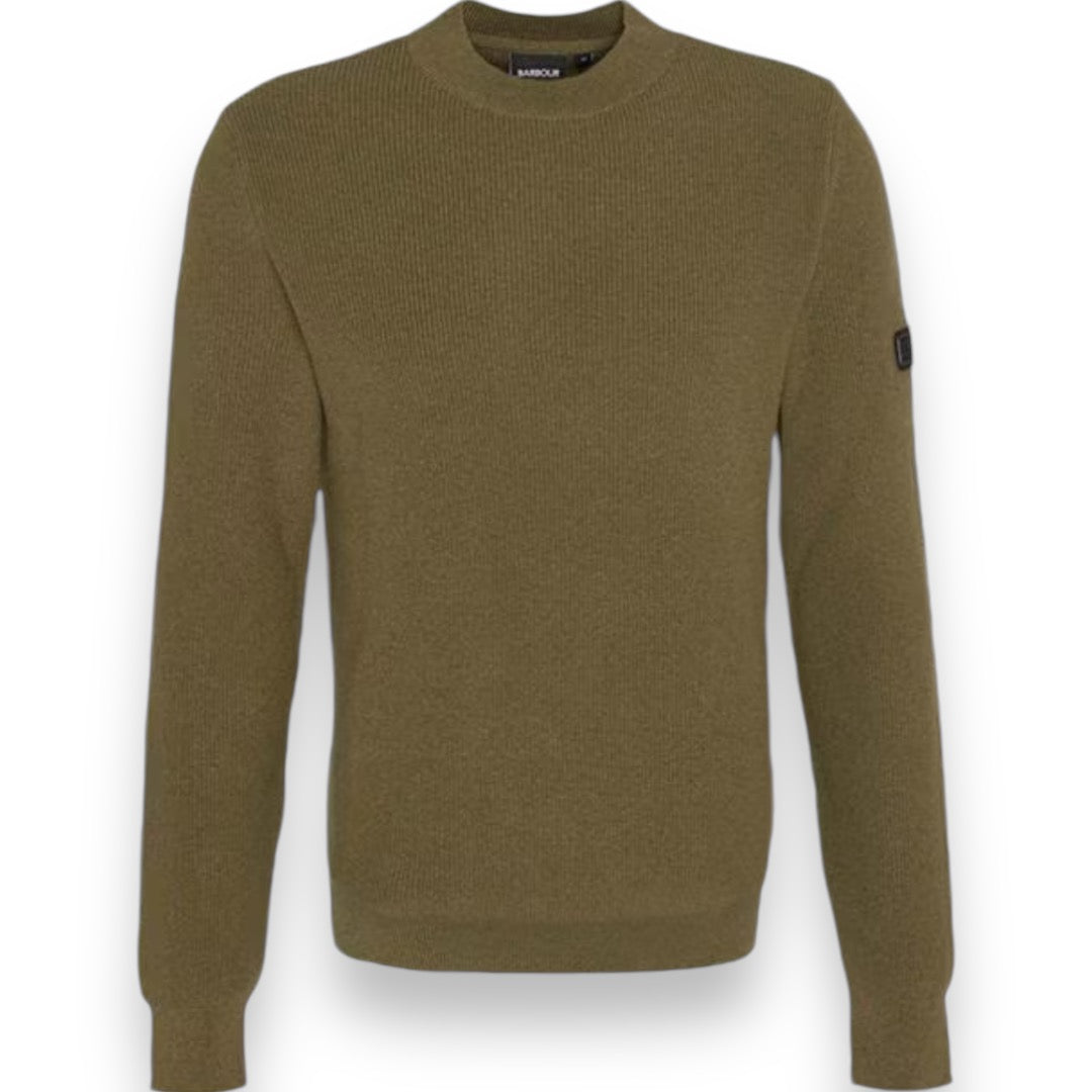 BARBOUR COTTON CRAW CREWNECK SWEATER OLIVE GREEN