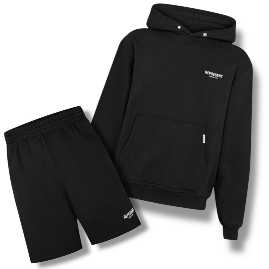 REPRESENT OWNERS CLUB HOODIE & SHORTS COMBO BLACK