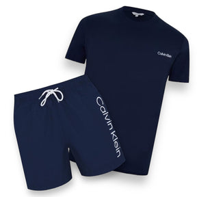 CALVIN KLEIN T-SHIRT & SWIM SHORTS SET NAVY BLUE