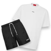 HUGO BOSS HUGO SMALL LOGO T-SHIRT & SWIM SHORTS SET WHITE & BLACK