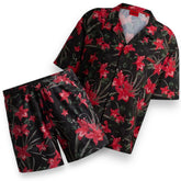 HUGO BOSS FLORAL HAWAIIN SHIRT & SWIM SHORTS SET RED FLORAL - BLACK & RED