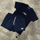 ARMANI T-SHIRT & SWIM SHORTS SET NAVY & NAVY BLUE