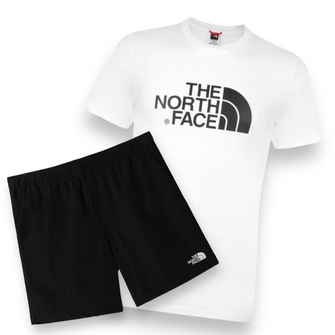 THE NORTH FACE LARGE LOGO & SWIM SHORTS SET WHITE & BLACK