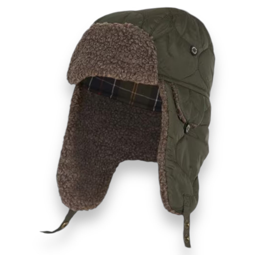 BARBOUR QUILET TRAPPER HAT OLIVE GREE