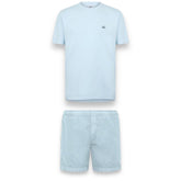 CP COMPANY SMALL PATCH LOGO T-SHIRT & PATCH SWIM SHORTS SET LIGHT BLUE