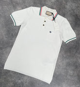 GUCCI GG CHEST LOGO POLO SHIRT BEIGE