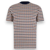 AQUASCUTUM CHECK ALL OVER T-SHIRT BROWN