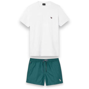 PAUL SMITH SMALL ZEBRA T-SHIRT & SWIM SHORTS SET WHITE / GREEN