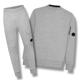 CP COMPANY LENS CREW NECK TRACKSUIT LIGHT GREY