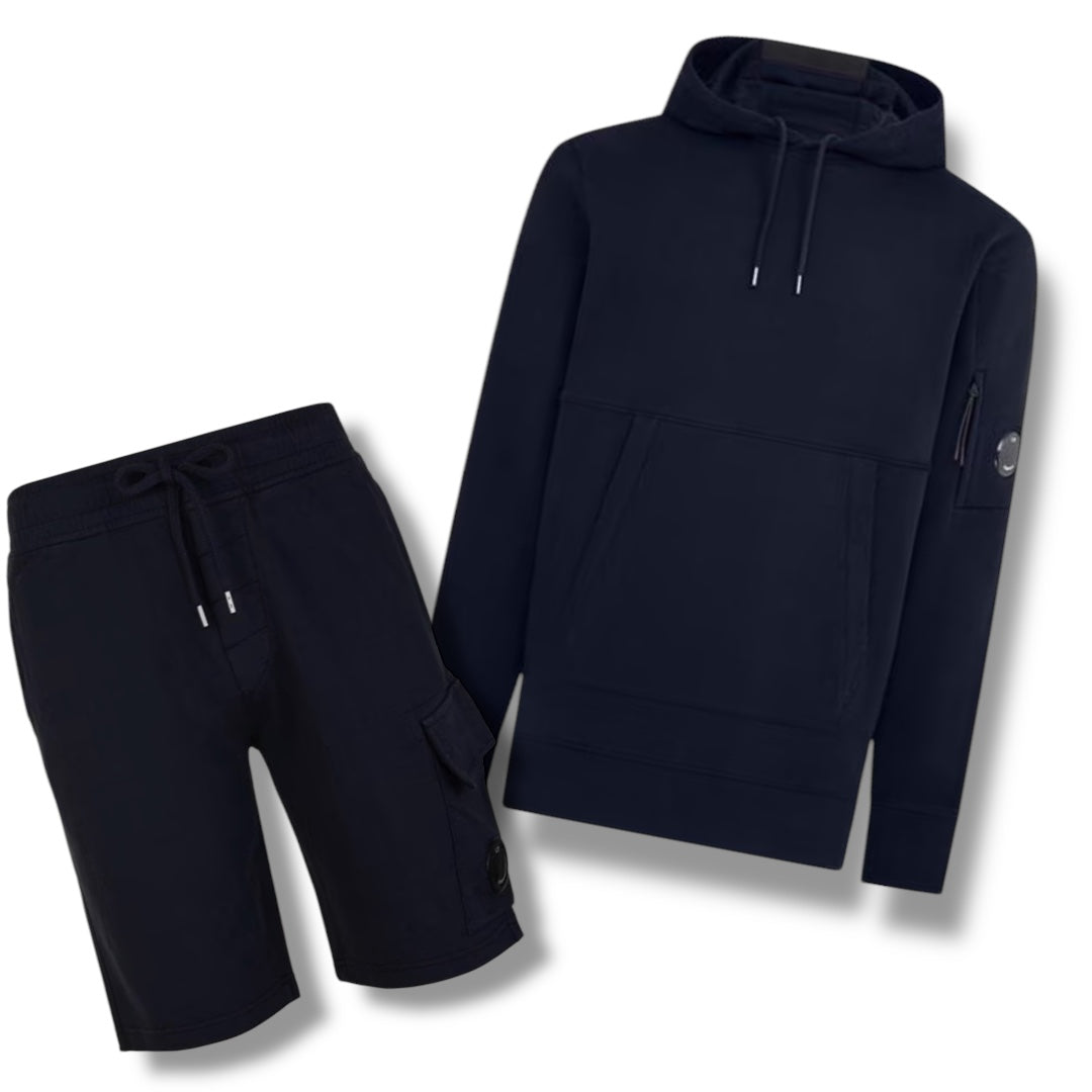 CP COMPANY LENS HOODIE & SHORTS COMBO NAVY BLUE