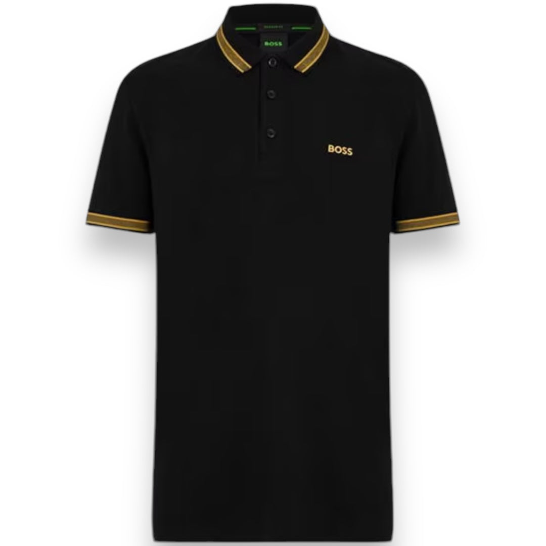 HUGO BOSS PAD POLO SHIRT BLACK / GOLD