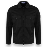 STONE ISLAND ZIP UP STRETCH COTTON RASO OVERSHIRT BISCOTTO BLACK