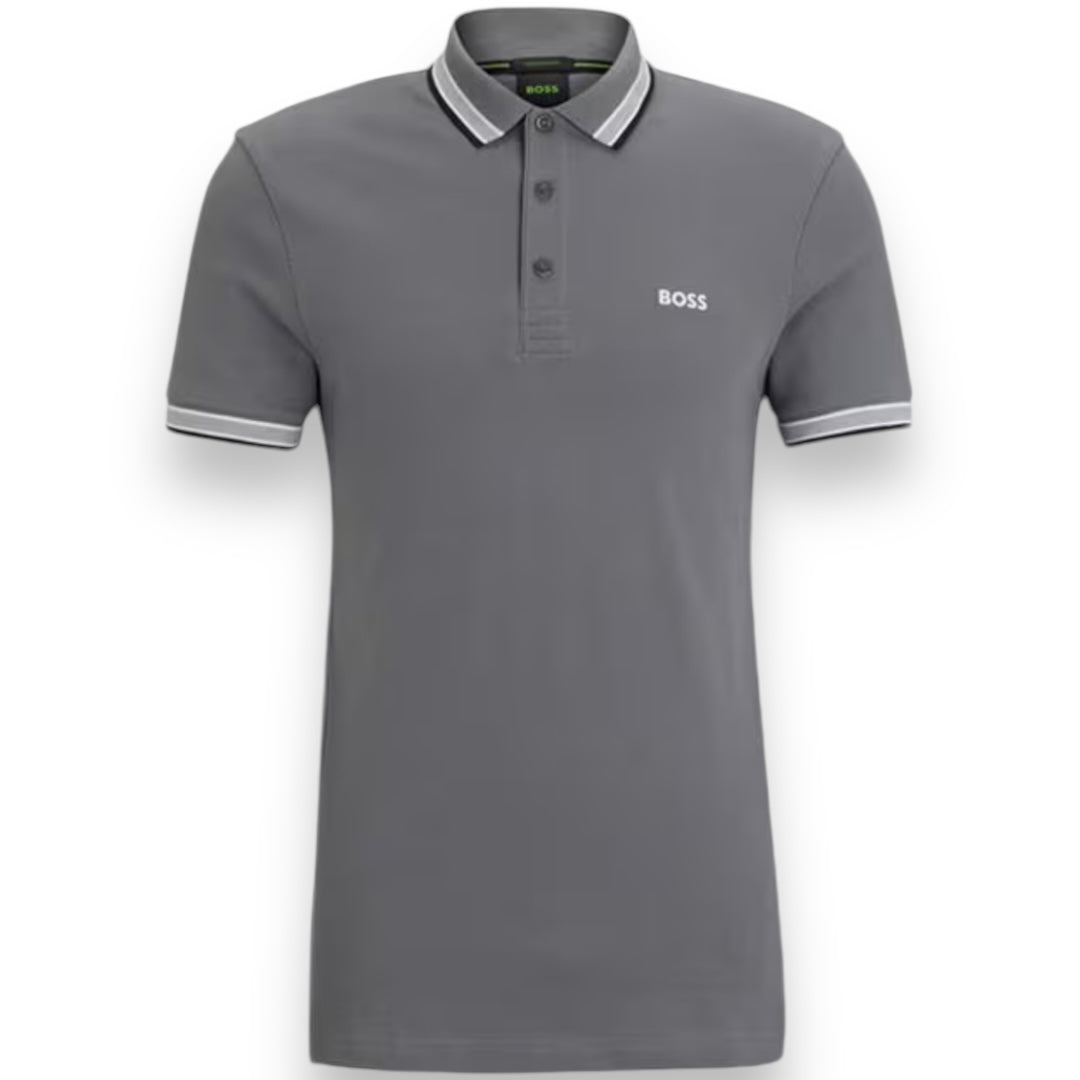 HUGO BOSS PAD POLO SHIRT STEEL GREY