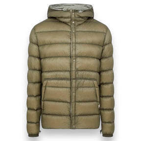 CP COMPANY DD SHELL HOODED PUFFER JACKET SILVER SAGE