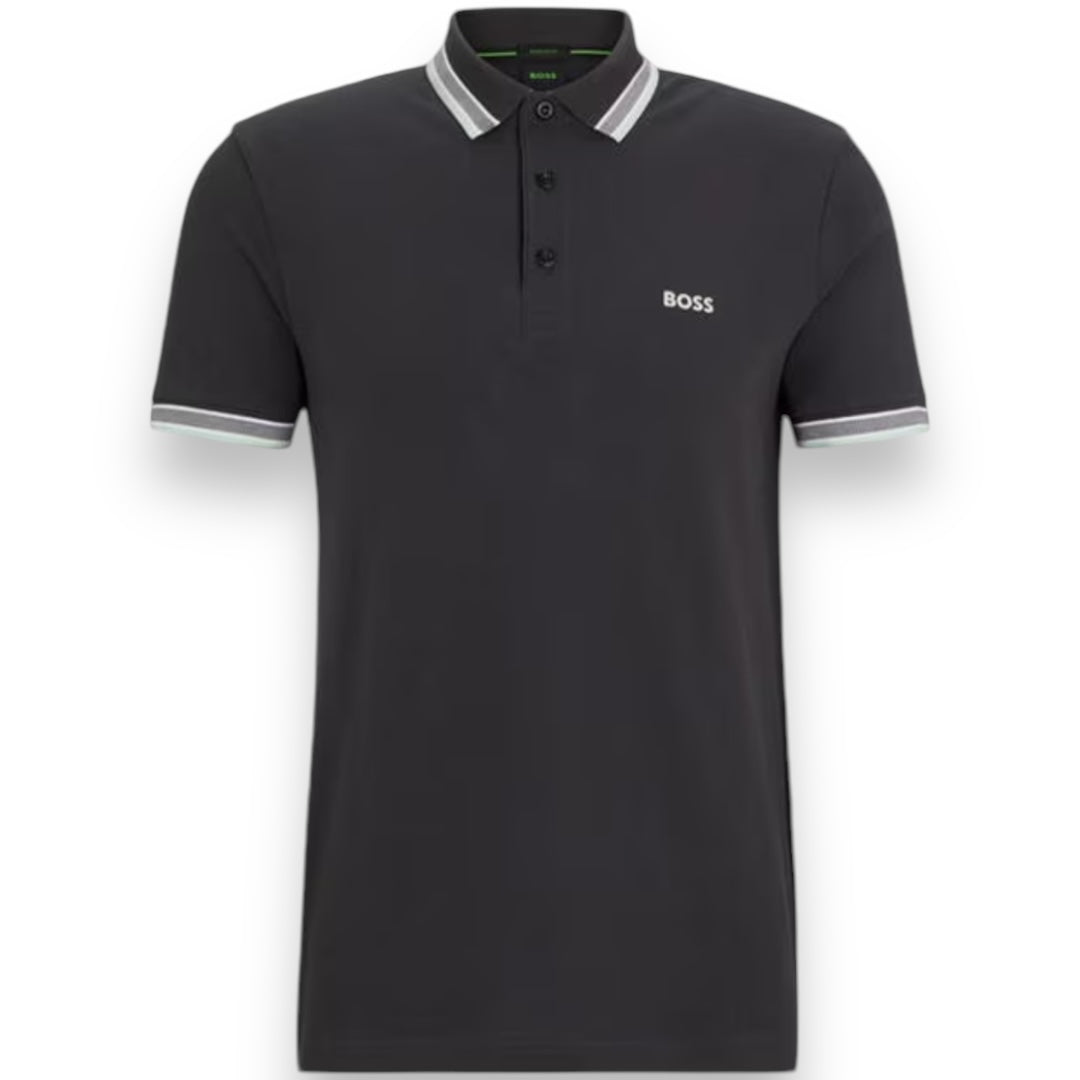 HUGO BOSS PAD POLO SHIRT CHARCOAL GREY