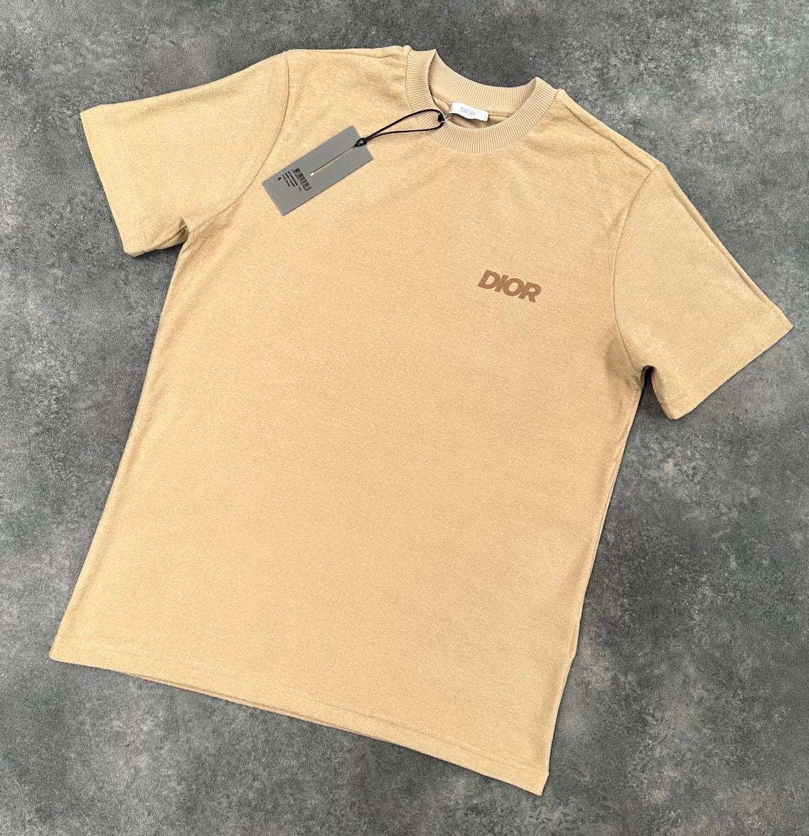 CHRISTIAN DIOR TERRY TOWELLING T-SHIRT BEIGE TAN