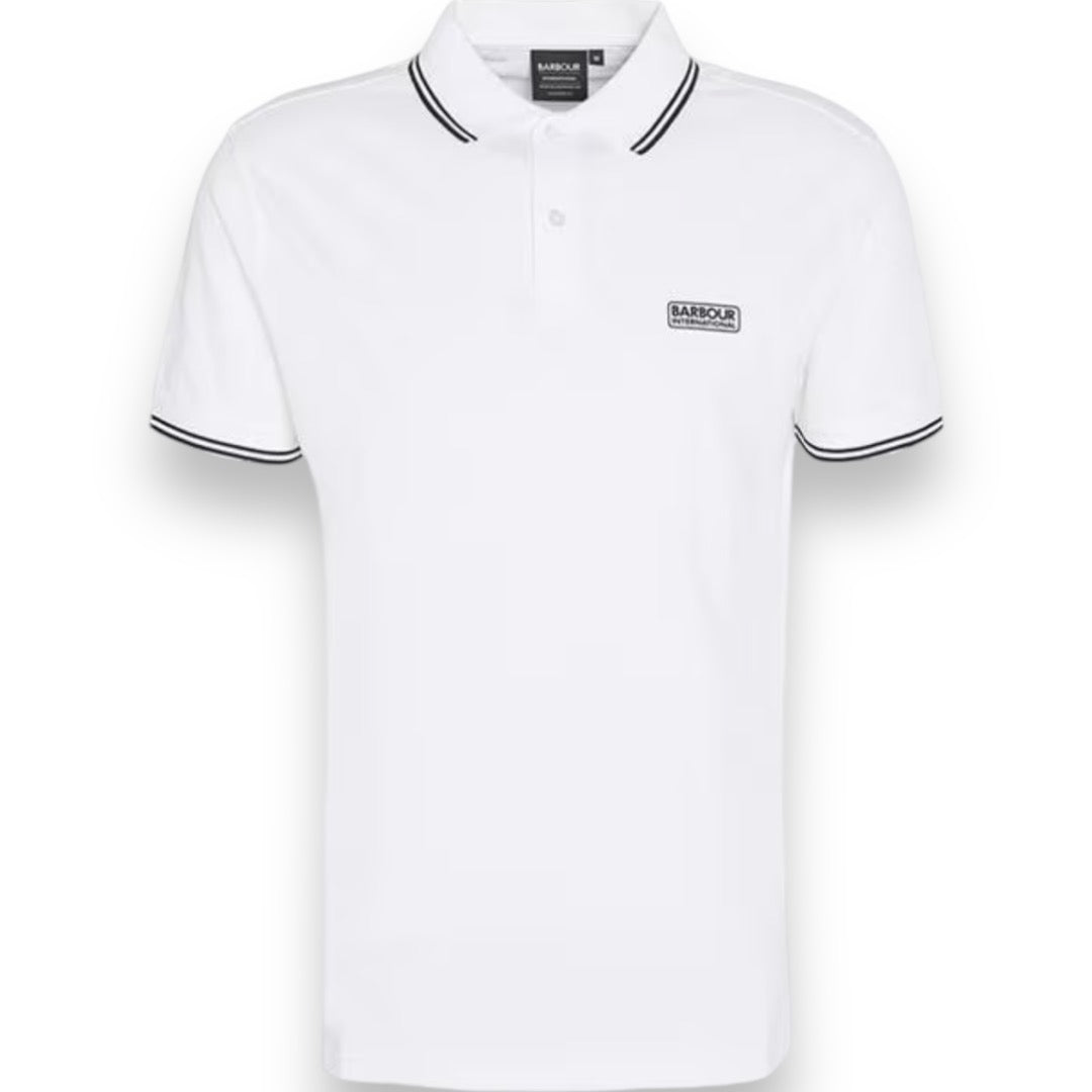 BARBOUR INTERNATIONAL POLO SHIRT TIPPED COLLAR WHITE