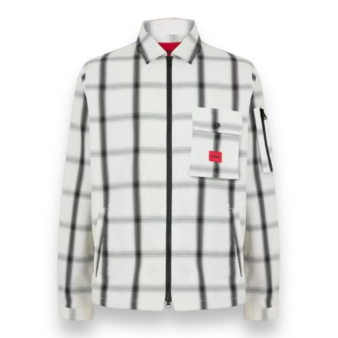 HUGO BOSS HUGO OVERSHIRT CHECK WHITE