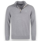 BARBOUR COTTON 1/4 ZIP SWEATER LIGHT GREY