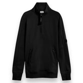 CP COMPANY 1/4 ZIP FUNNEL NECK SWEATSHIRT BLACK