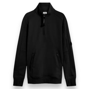 CP COMPANY 1/4 ZIP FUNNEL NECK SWEATSHIRT BLACK