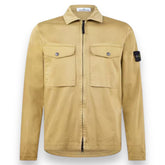 STONE ISLAND ZIP UP STRETCH COTTON RASO OVERSHIRT BISCOTTO BEIGE