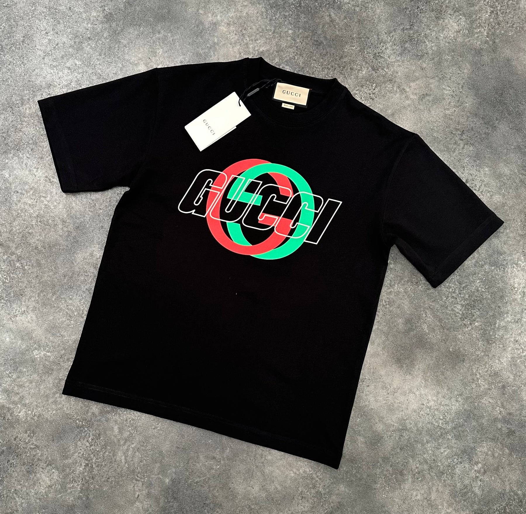 GUCCI GG INTERLOCK 3D LOGO T SHIRT BLACK