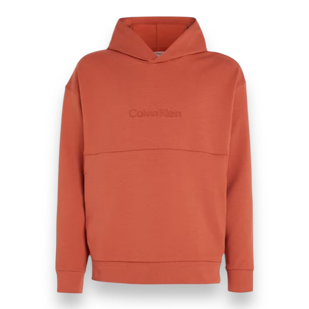 CALVIN KLEIN DEBOSSED LOGO OTTH HOODIE RUST ORANGE