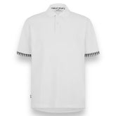 AQUASCUTUM CHECK TRIM SLEEVE POLO SHIRT WHITE