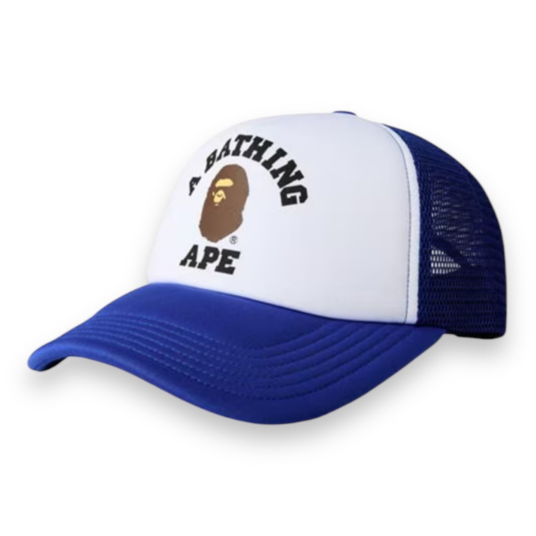 A BATHING APE APE TRUCKER CAP BLUE