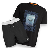 HUGO BOSS SHARK BOX LOGO T-SHIRT & SWIM SHORTS SET BLACK