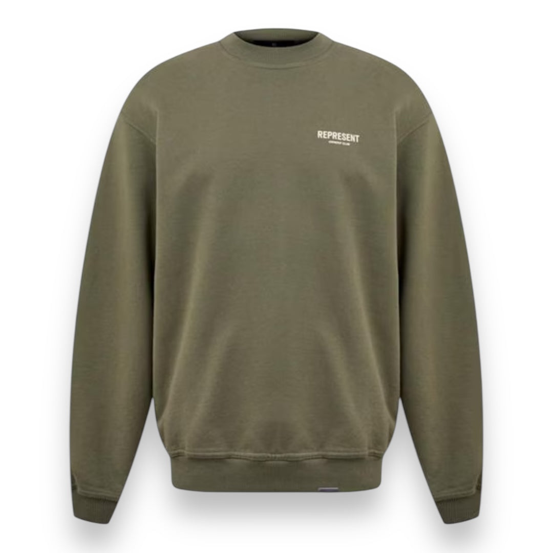 REPRESENT OWNERS CLUB CREW NECK SWEATSHIRT OLIVE GREEN