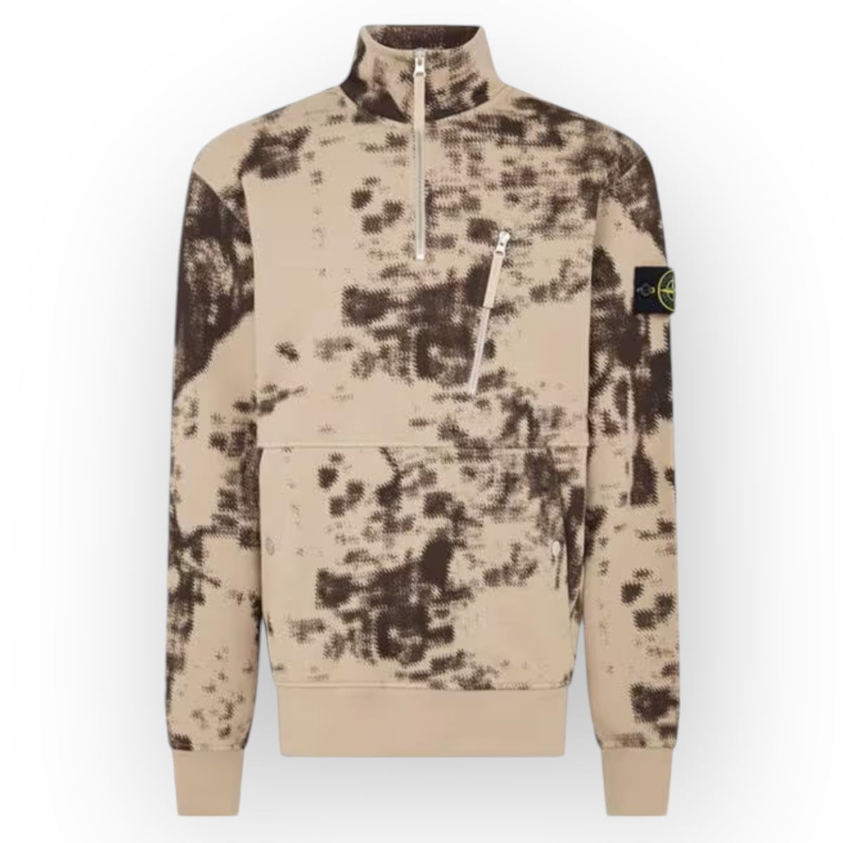 STONE ISLAND DIGI CAMO 1/4 ZIP SWEATSHIRT BEIGE