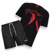 HUGO BOSS HUGO SNAKE T-SHIRT & SWIM SHORTS SET BLACK & BLACK