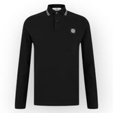 STONE ISLAND PATCH LOGO LONG SLEEVED POLO SHIRT BLACK