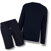 CP COMPANY LENS CREW NECK SWEATSHIRT & SHORTS COMBO NAVY BLUE