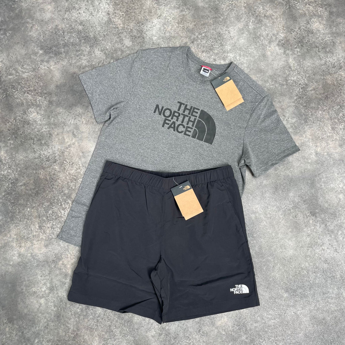 THE NORTH FACE LARGE LOGO & SWIM SHORTS SET GREY & BLACK