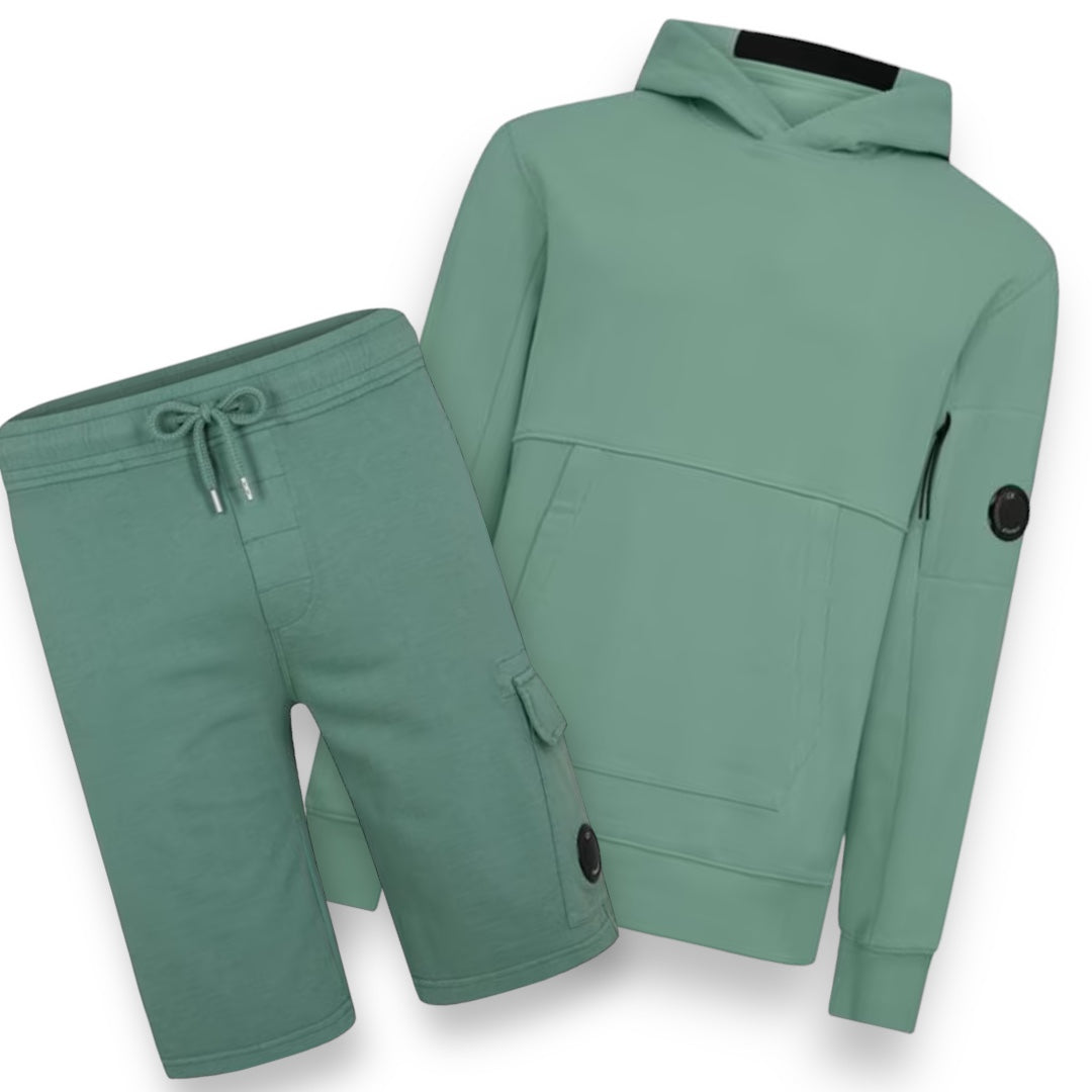 CP COMPANY OTTH HOODIE & JERSEY SHORTS SET GREEN