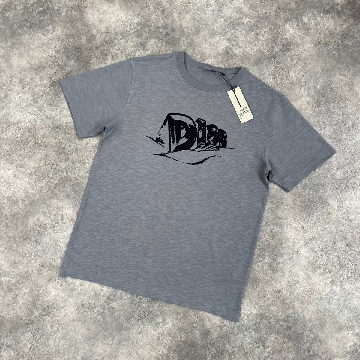 DIOR FELT LOGO T-SHIRT GREY