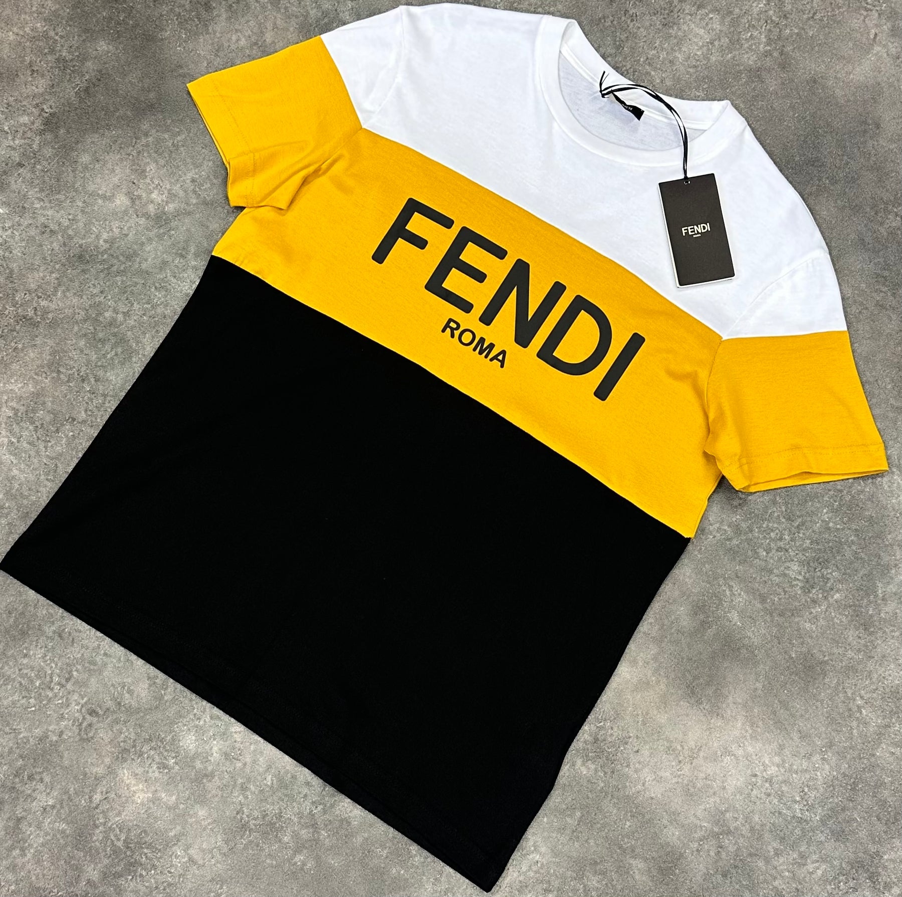 FENDI BLOCK COLOUR T-SHIRT WHITE / YELLOW