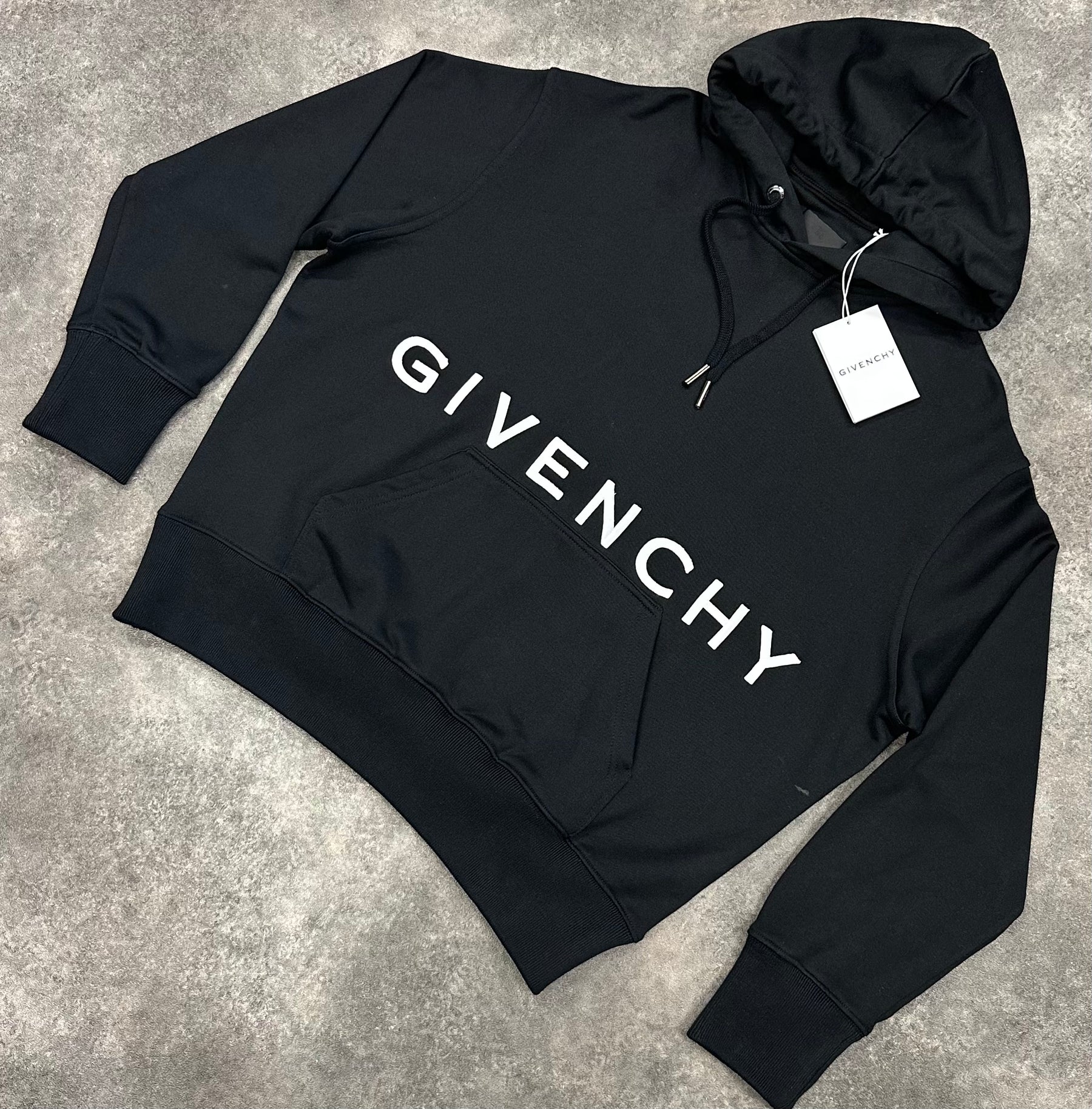 GIVENCHY SPELL OUT EMBROIDERED LOGO OTTH HOODIE BLACK