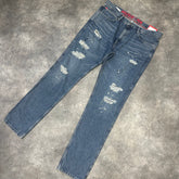 HUGO BOSS HUGO SLIM FIT DISTRESSED STONE WASH JEANS