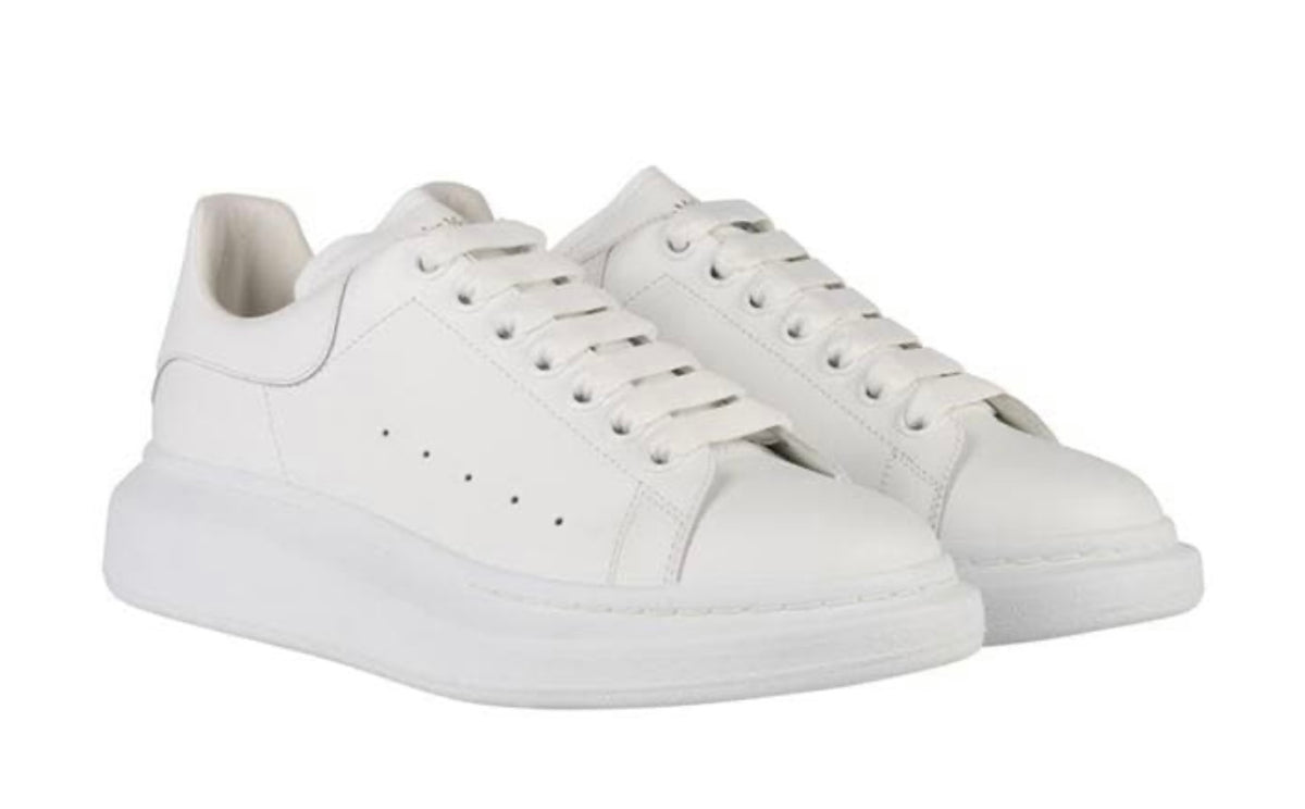 ALEXANDER MCQUEEN LEATHER OVERSIZED TRAINERS WHITE / WHITE